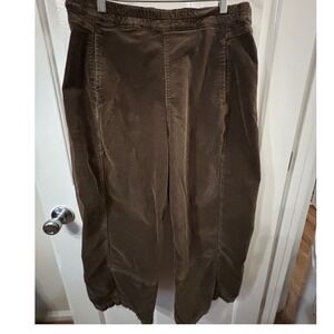 Pilcro Anthropologie Brown Corduroy Wide Leg Elastic Waist Chocolate Trousers M